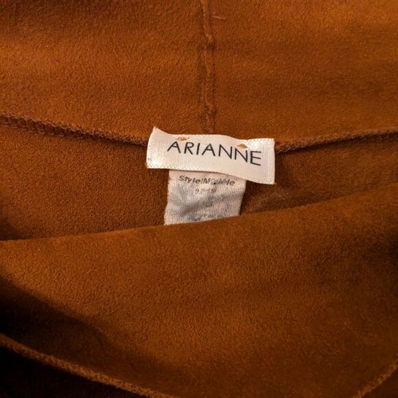 Arianne Faux-Suede Drape-Front Jacket Womens Size Large Brown Tan Long Sleeve - Picture 3 of 4